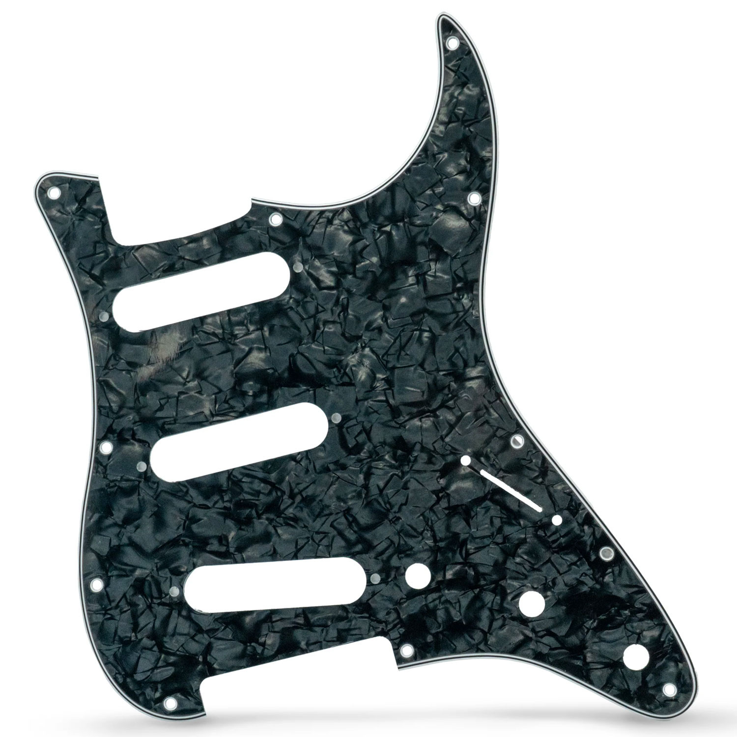 Pickguard Strat Style 3ply 11 hole black pearl
