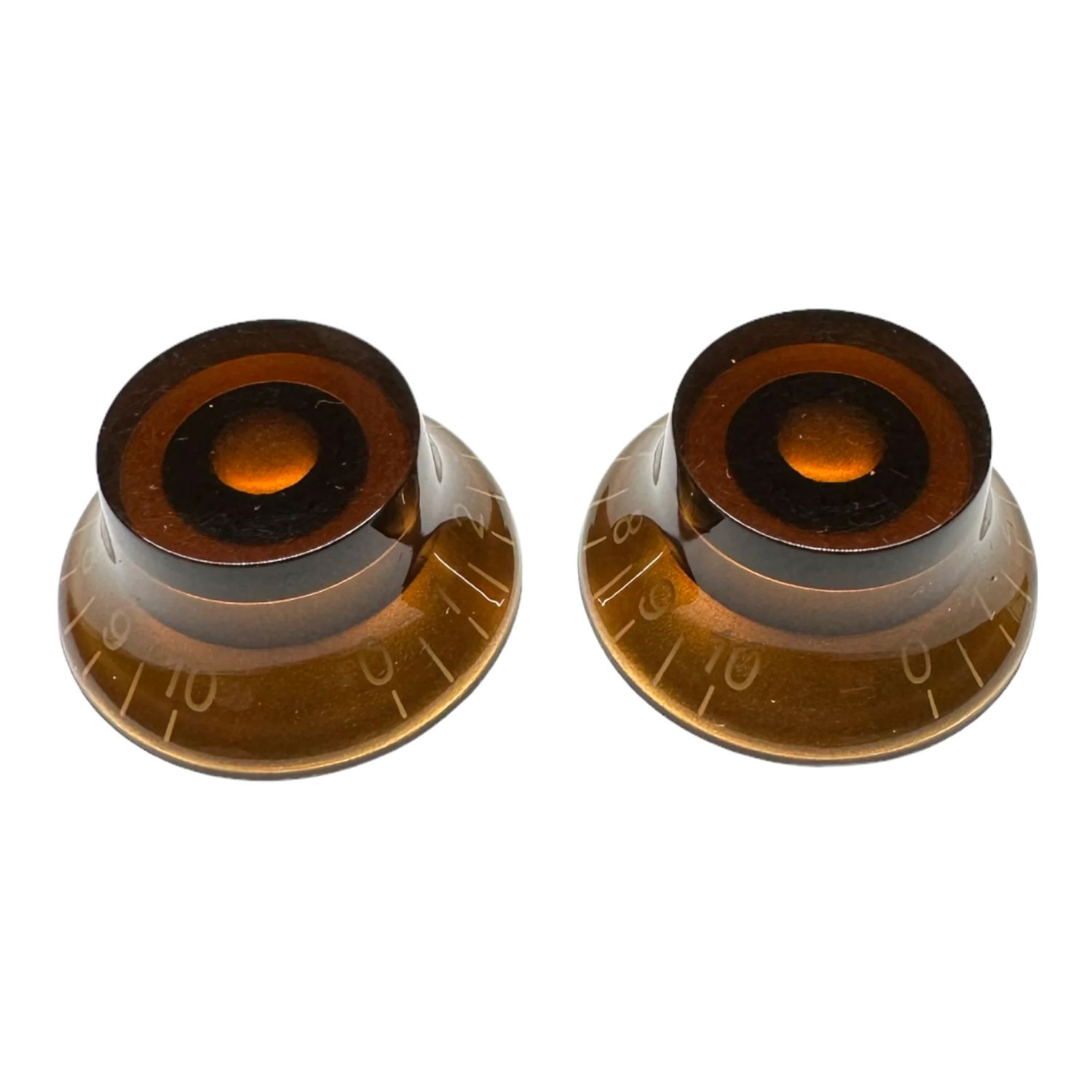 Bell knob gold amber/white font 2pcs