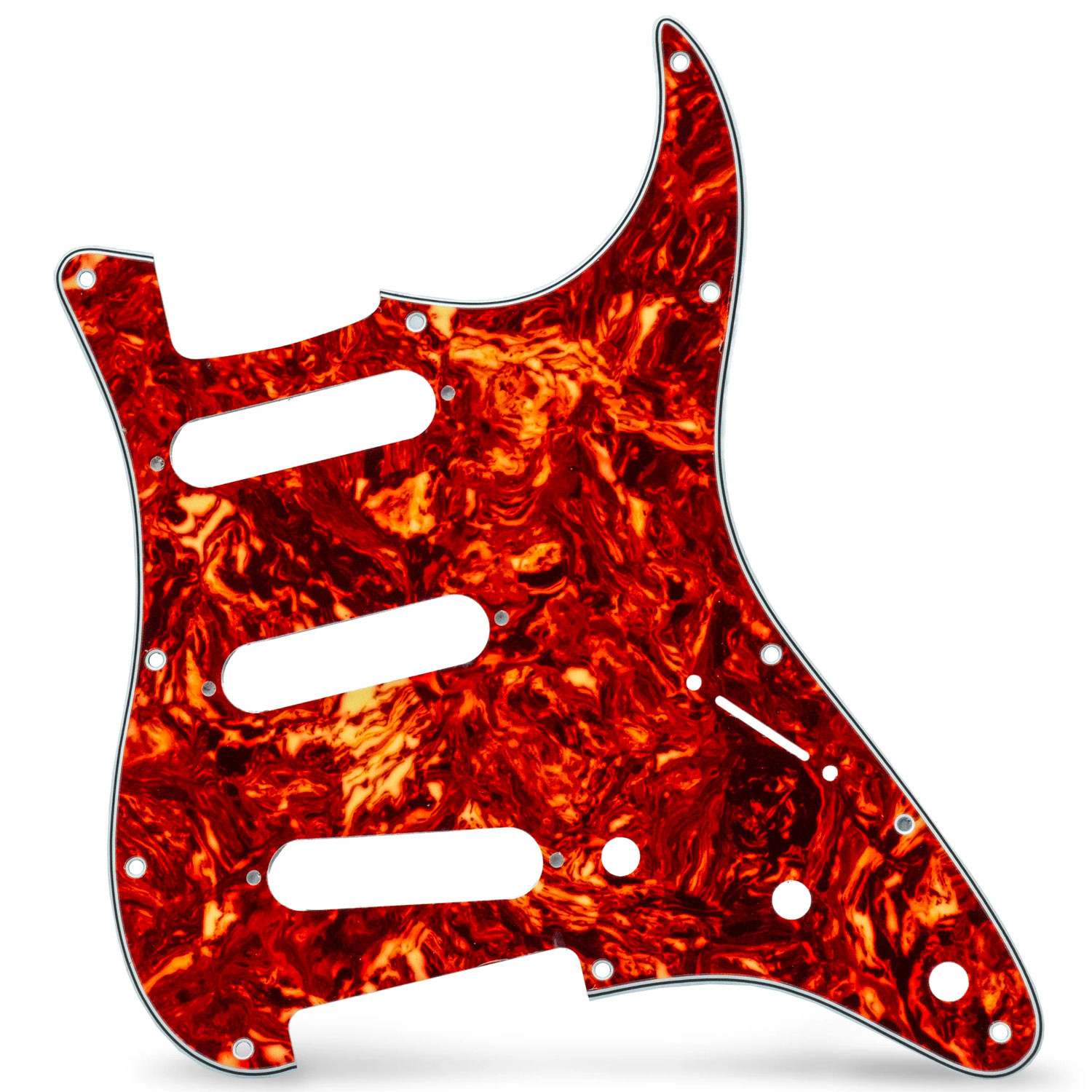 Pickguard Strat Style 3ply 11 hole red tortoise