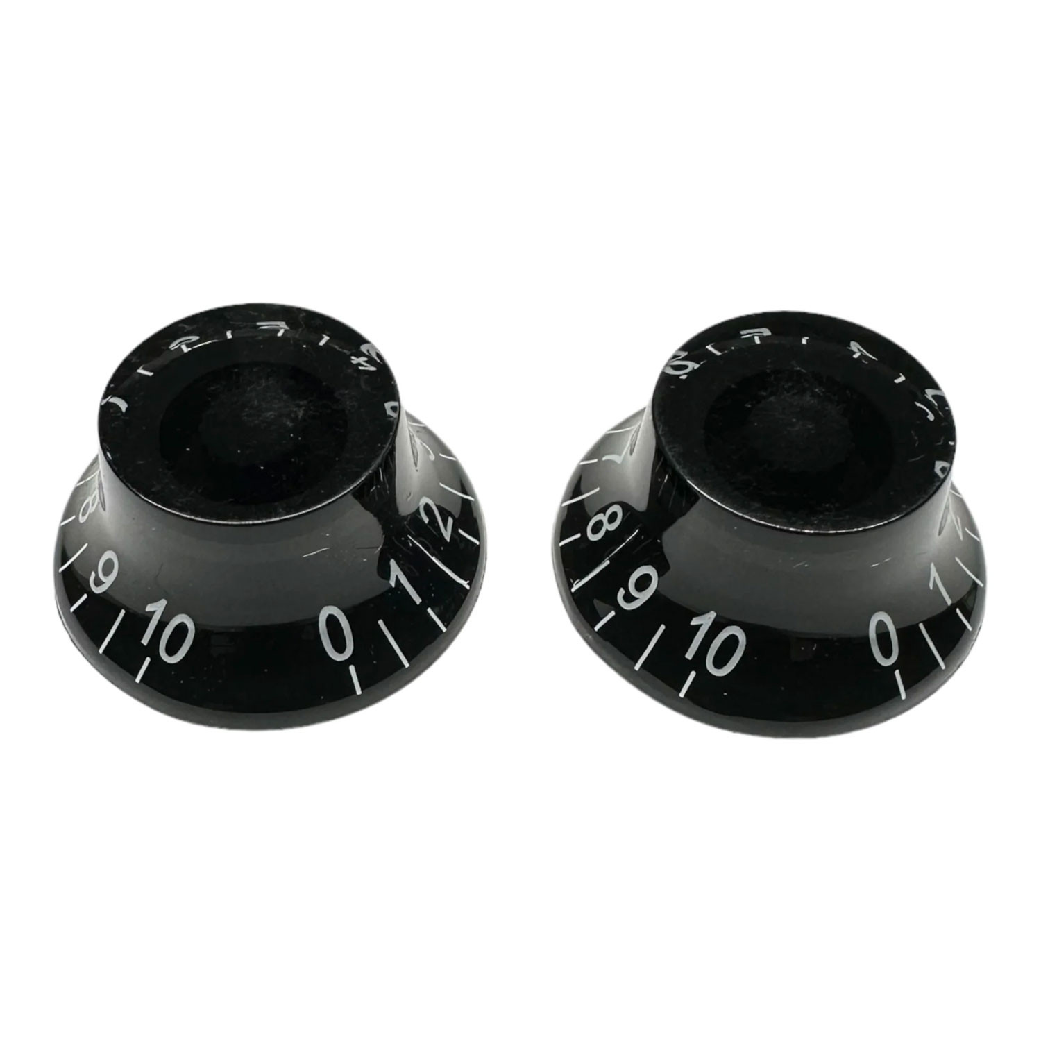 Bell knob black/white font 2pcs