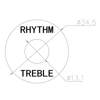 Plastic toggle ring Rhythm/Treble black