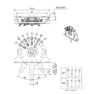 Toggle switch 3way 2 pole nickel