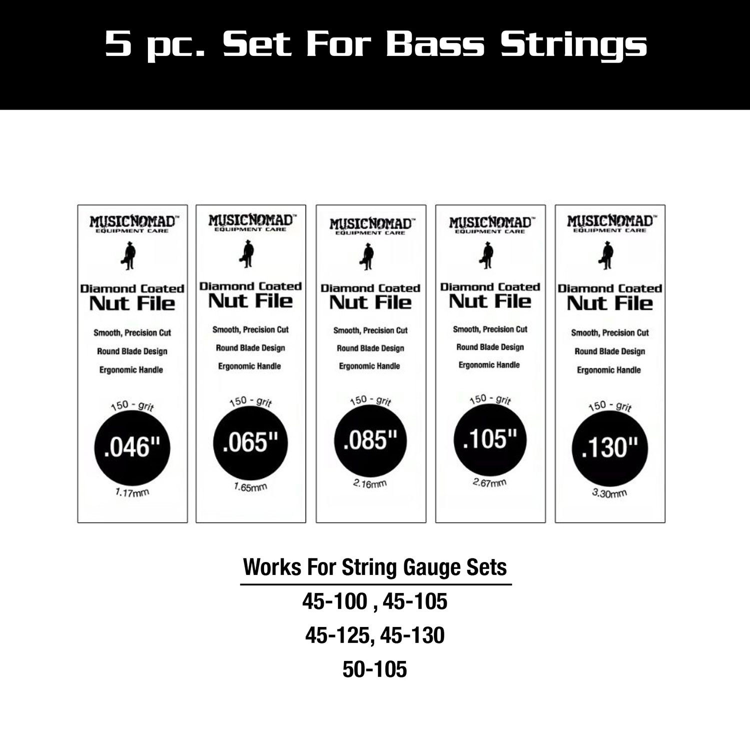 Diamond Coated Nut File Bass Guitar Set