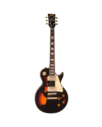 V100 ICON Distressed Black Over Sunburst