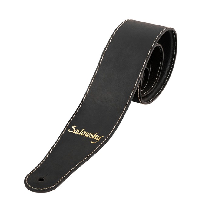 Tracolla 3,5 in pelle nero logo gold