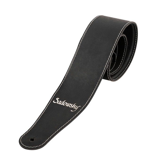 Tracolla 3,5 in pelle nero logo silver