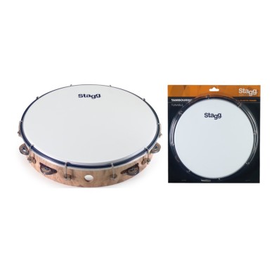 Tamburello 12 con pelle 1 fila sonagli