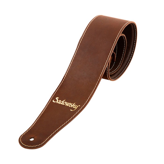 Tracolla 3,5 in pelle marrone logo gold
