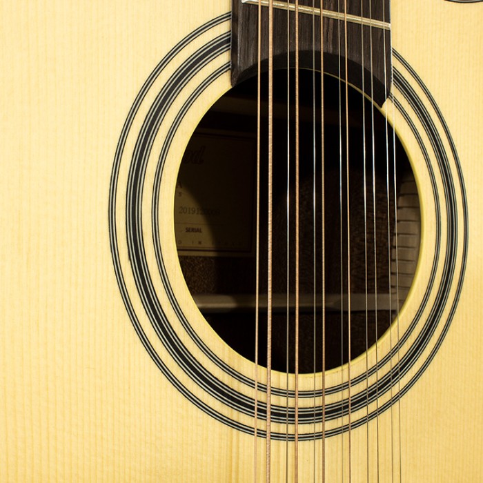 Pianura Dreadnought 12 Cutaway Natural