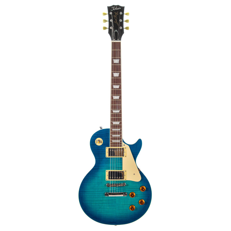 LP Style Flame Ocean Blue Burst