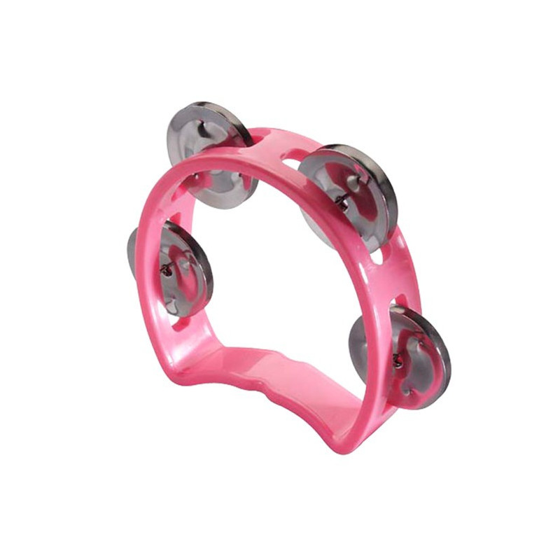 Mini-tamburello 1/2 luna 4 sonagli fucsia