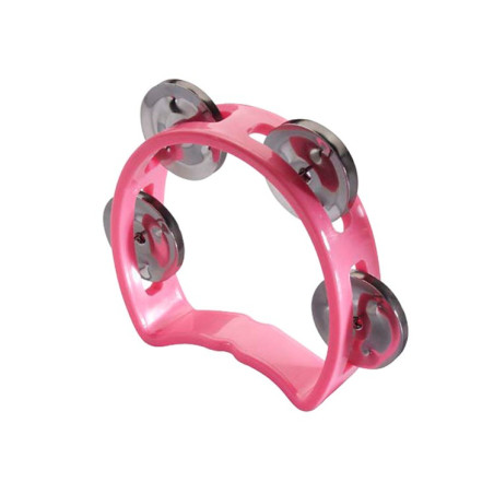Mini-tamburello 1/2 luna 4 sonagli fucsia