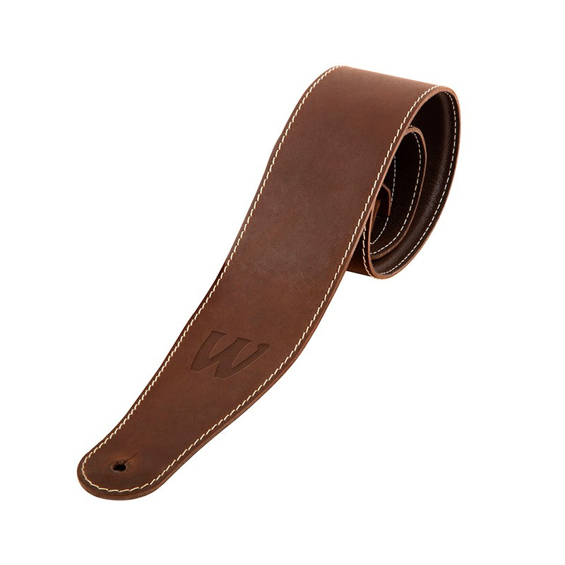 Tracolla 3,5 in pelle marrone logo