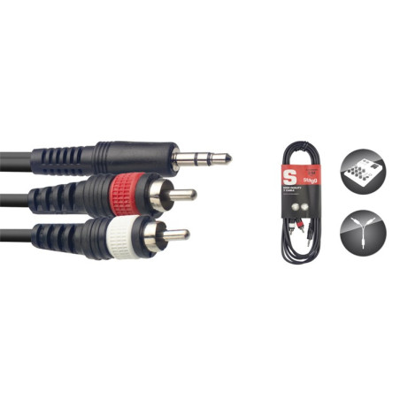 Cavo audio 3m 2xRca M/Jack 3,5 M ST
