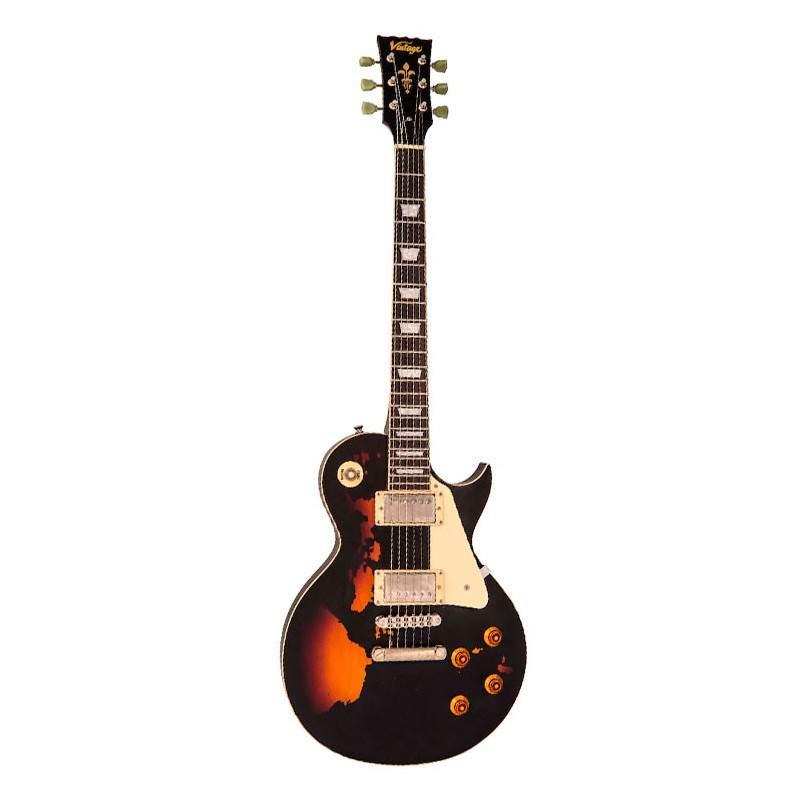 V100 ICON Distressed Black Over Sunburst