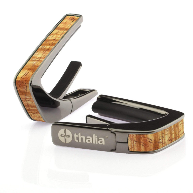 Capotasto black chrome inserto AAA hawaiian koa