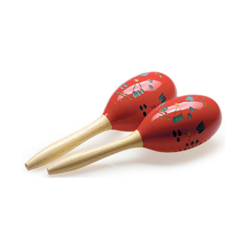 Maracas ovali in legno 29cm rosse