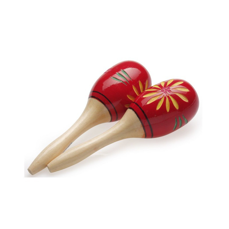 Maracas ovali in legno 26cm rosse