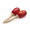Maracas ovali in legno 26cm rosse