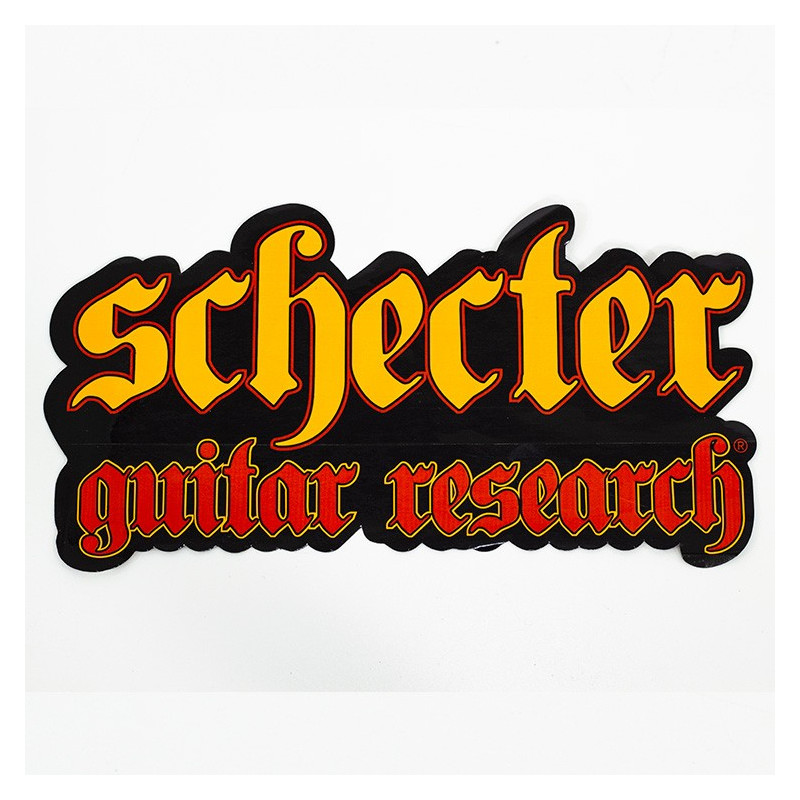 Adesivo nero Schecter con logo sagomato color aran