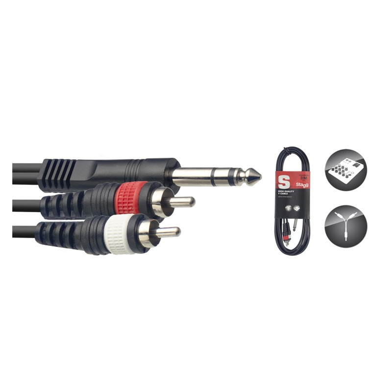 Cavo audio 3m 2xRca M/Jack 6,3 M ST