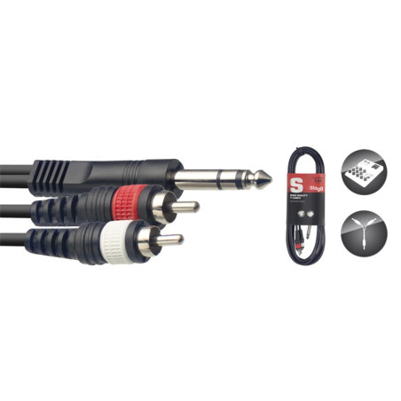 Cavo audio 3m 2xRca M/Jack 6,3 M ST