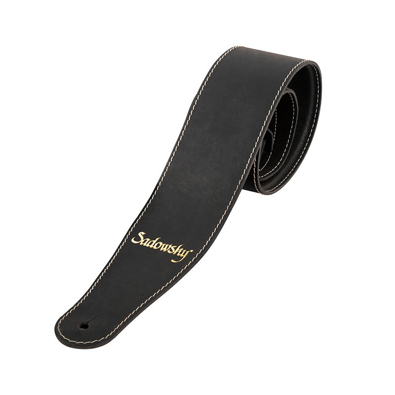 Tracolla 3,5 in pelle nero logo gold