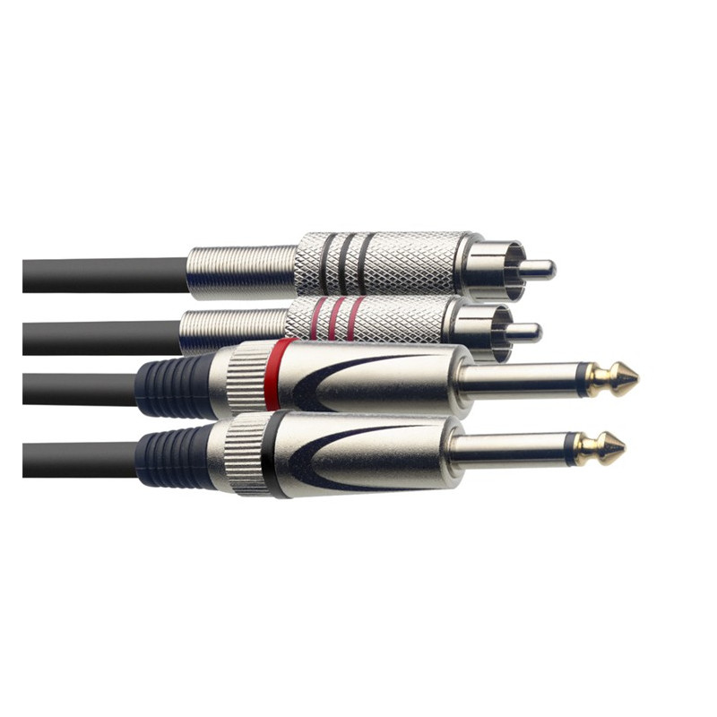 Cavo audio 1,5m 2xRca M/2xJack 6,3 M MO
