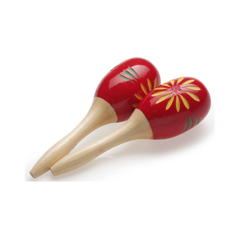 Maracas ovali in legno 16cm rosse