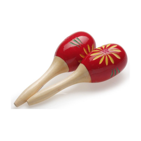 Maracas ovali in legno 16cm rosse