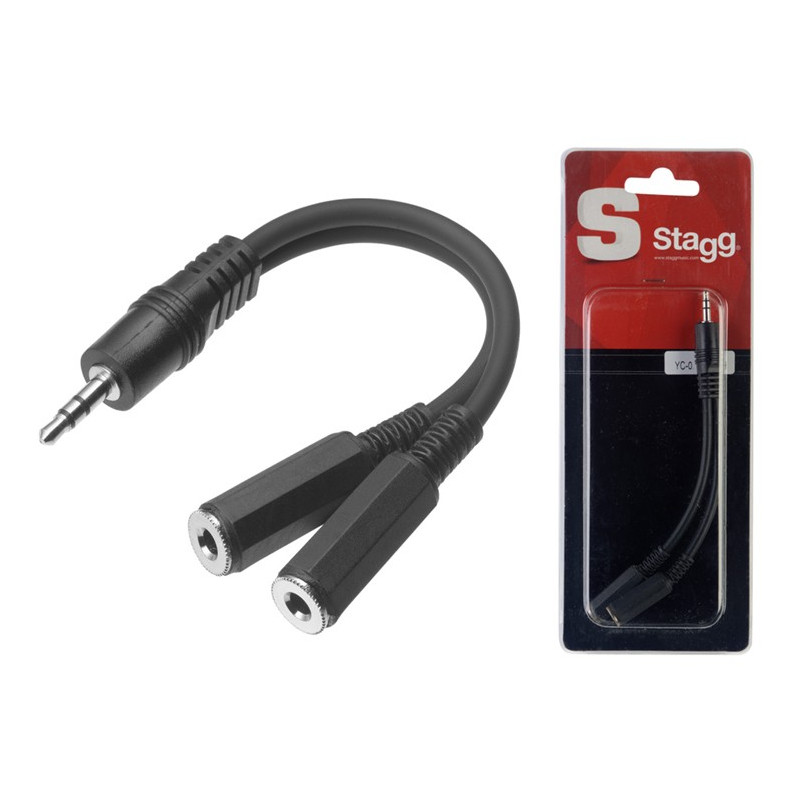 Cavo adattatore 0,1m 2xJack 3,5 F MO/Jack 3,5 M ST