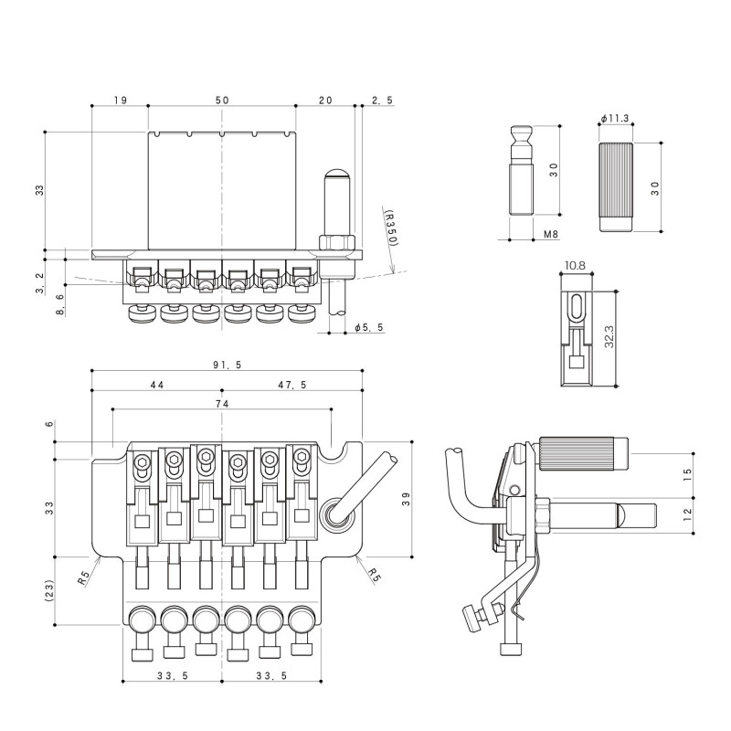 Ponte Locking Tremolo 6 Corde Chrome