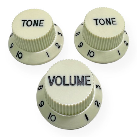 Knob Strat Style vintage white/black font 3pcs