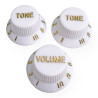 Knob Strat Style lefty white/gold font 3pcs