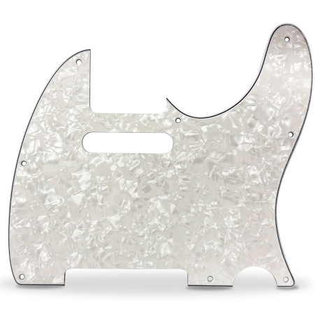 Pickguard 62 Tele Style 4ply 8 hole white pearl