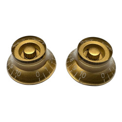 Bell knob gold/white font 2pcs