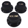 Knob Strat Style black/gold font 3pcs