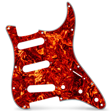 Pickguard Strat Style 3ply 11 hole red tortoise