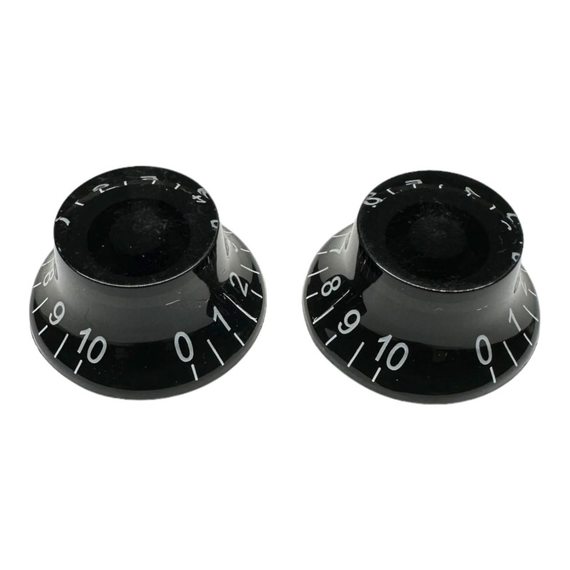 Bell knob black/white font 2pcs