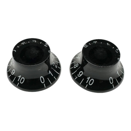 Bell knob black/white font 2pcs