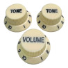 Knob Strat Style parchment/black font 3pcs