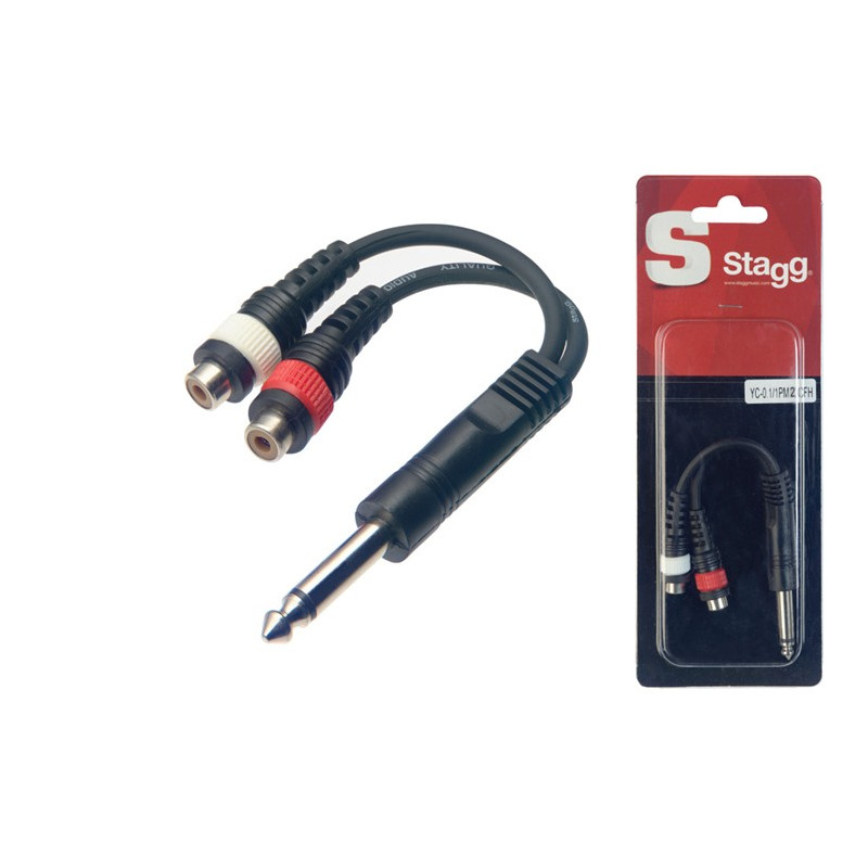 Cavo adattatore 0,1m 2xRca F/Jack 6,3 M MO