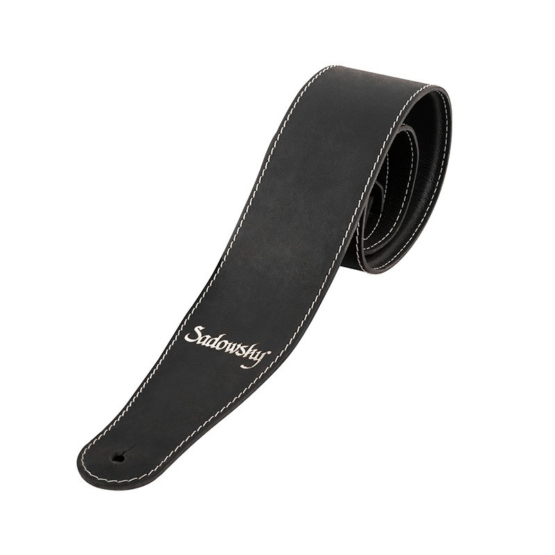 Tracolla 3,5 in pelle nero logo silver