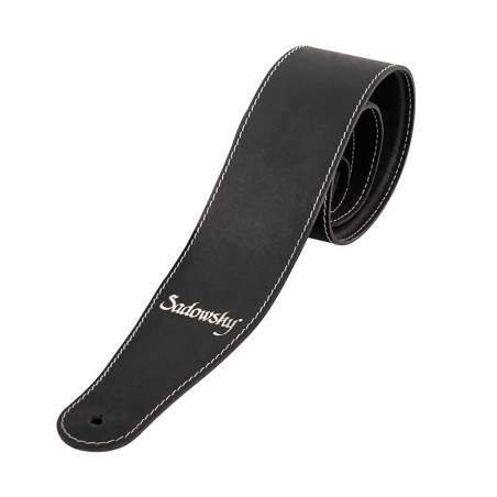 Tracolla 3,5 in pelle nero logo silver