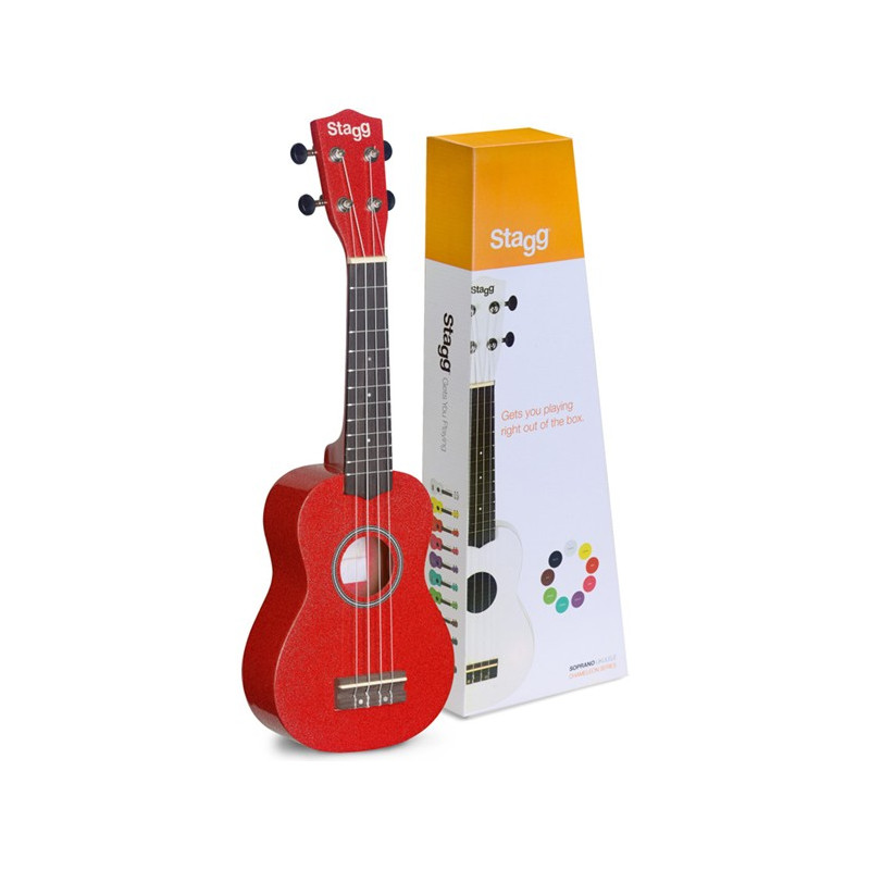 Ukulele soprano rosso con borsa