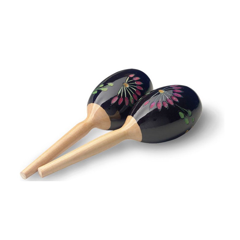Maracas ovali in legno 19cm nere