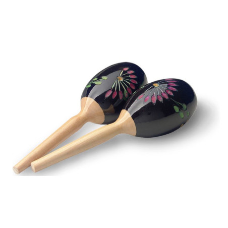 Maracas ovali in legno 19cm nere
