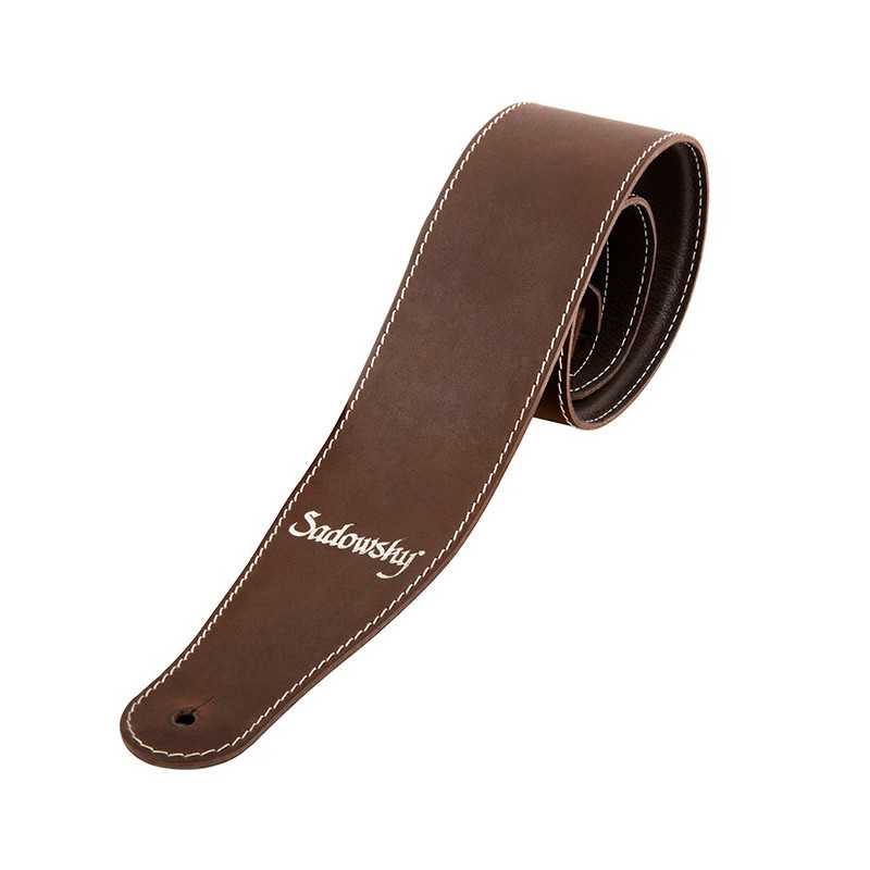 Tracolla 3,5 in pelle marrone logo silver