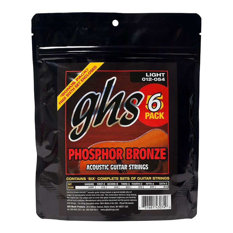 Pack 5 set Phosphor Bronze Acustica 6 St 012-054