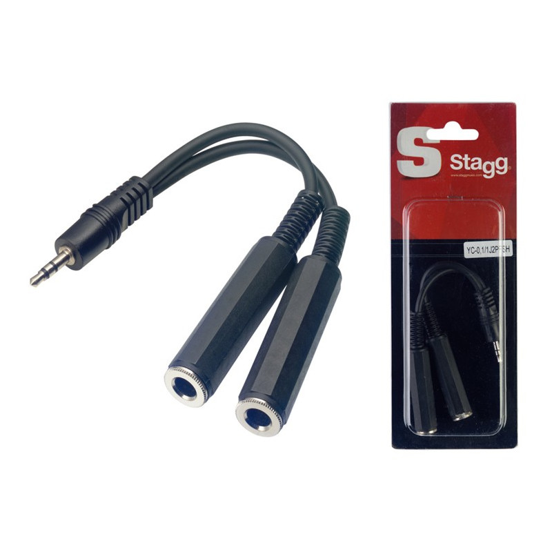 Cavo adattatore 0,1m 2xJack 6,3 F MO/Jack 3,5 M ST